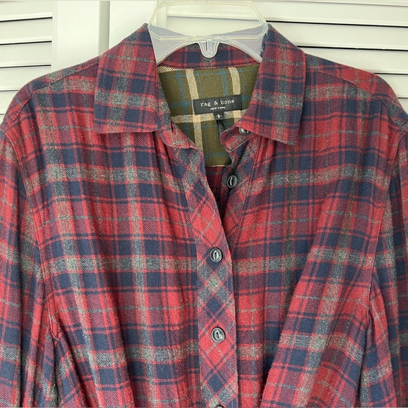 Rag & Bone Plaid Wool Tie Waist Shirt Dress - Picture 4 of 4